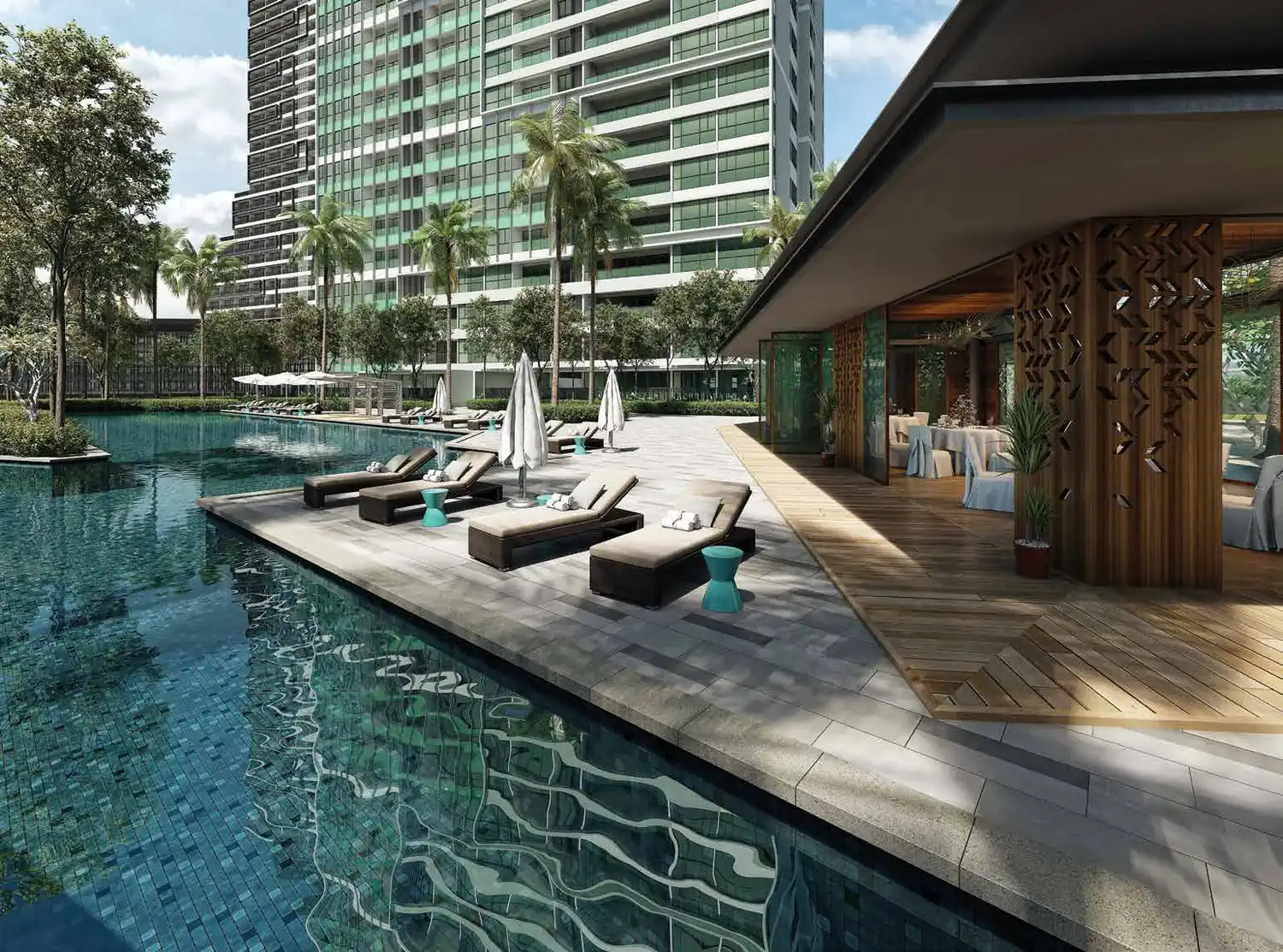 Southern Marina Residences pool deck and leisure pavilion