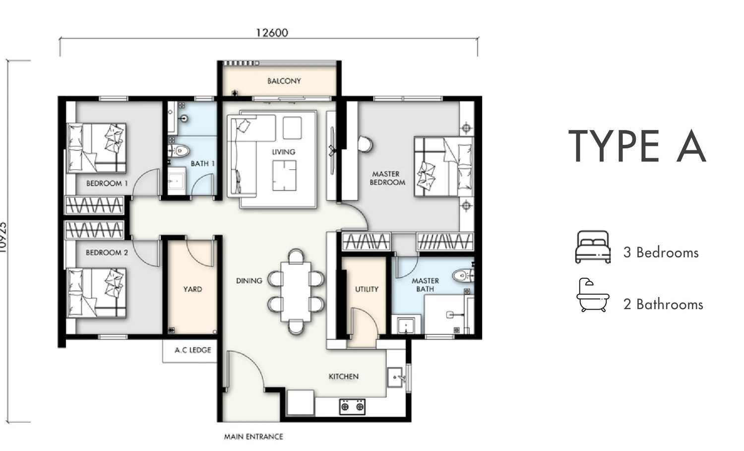 Type A β 1172 sqft