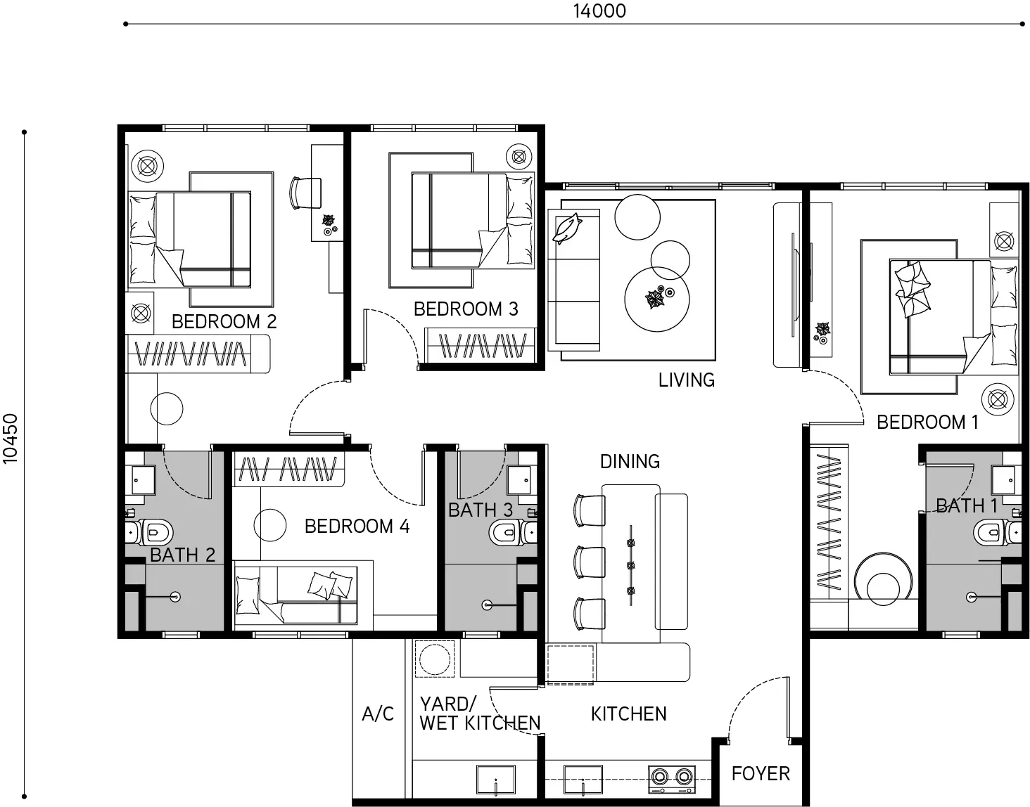 Type B — 1,281 sqft