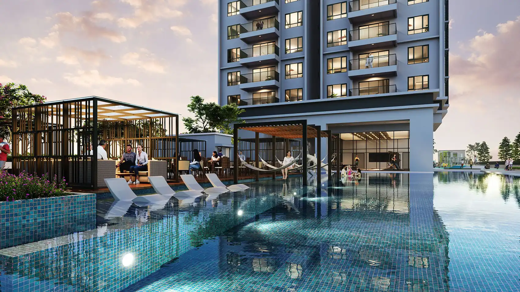 Tangen Residences 50m infinity lap pool on level 7