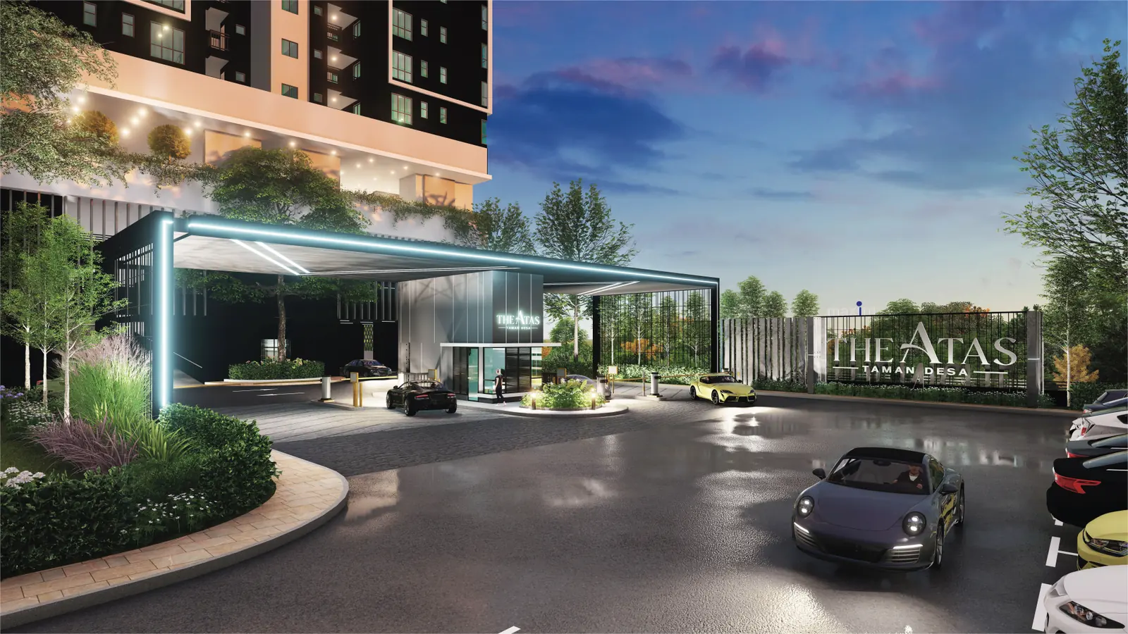 The Atas Taman Desa entrance drop-off
