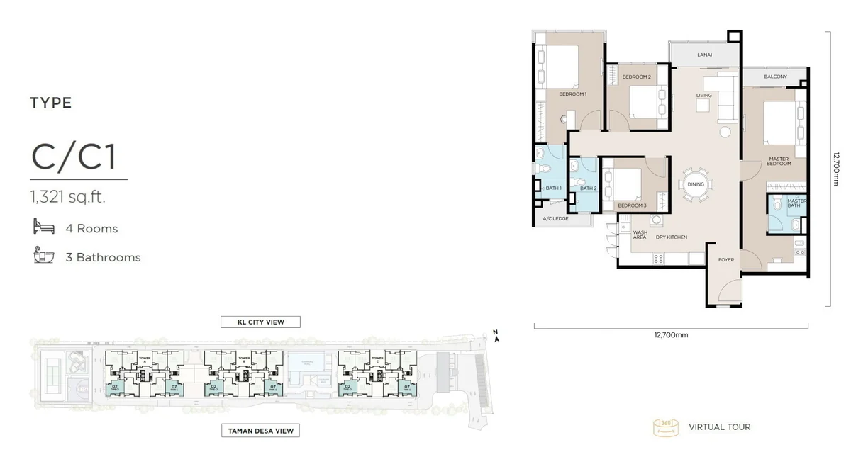 Type C/C1 — 1,321 sqft