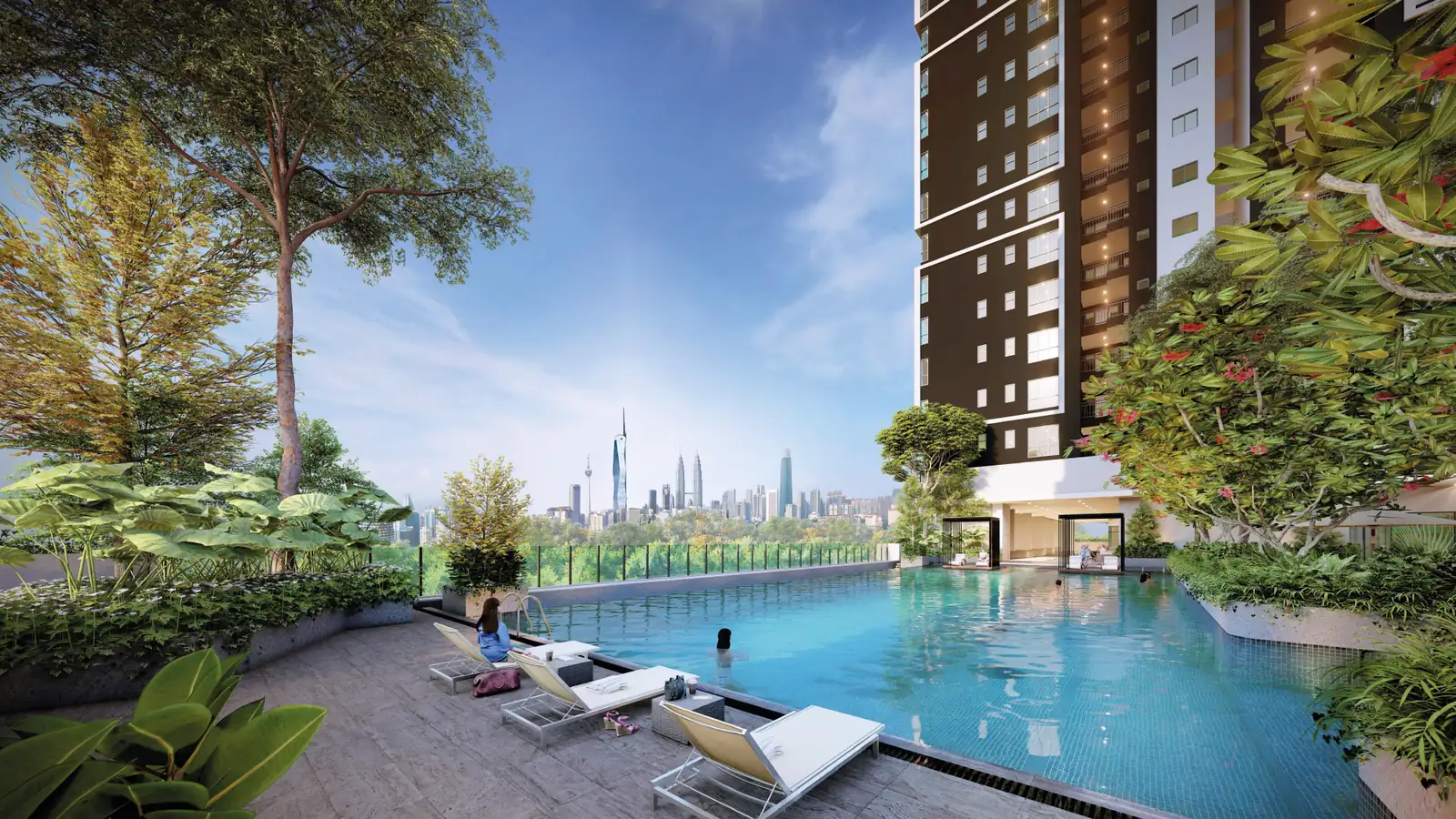 The Atas Taman Desa pool deck