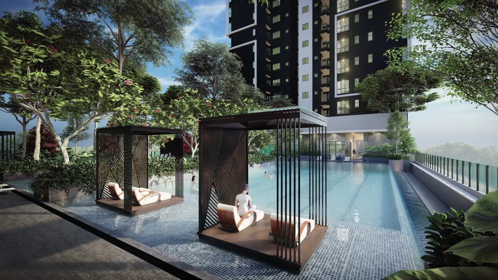 The Atas Taman Desa poolside pavilion