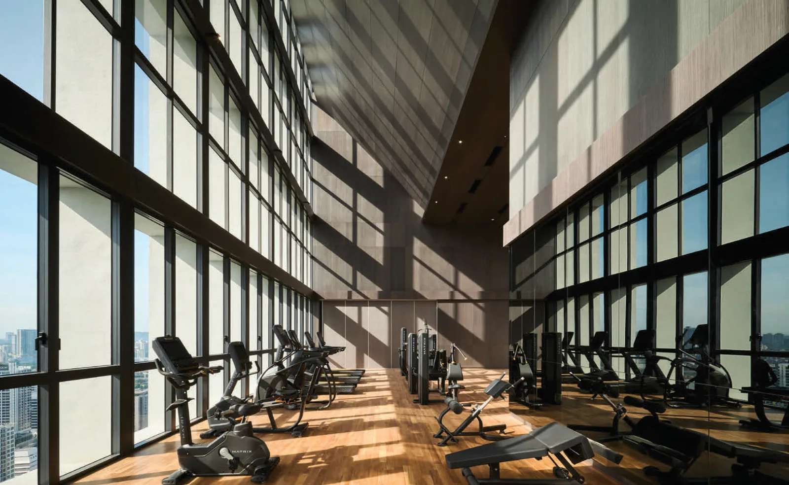 The Conlay gymnasium with city views