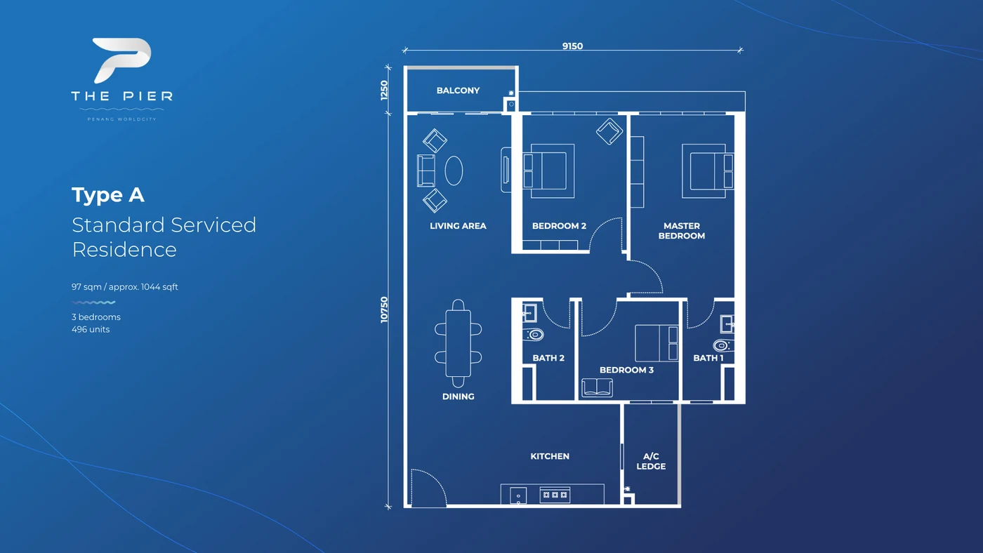 Type A — 1,044 sqft