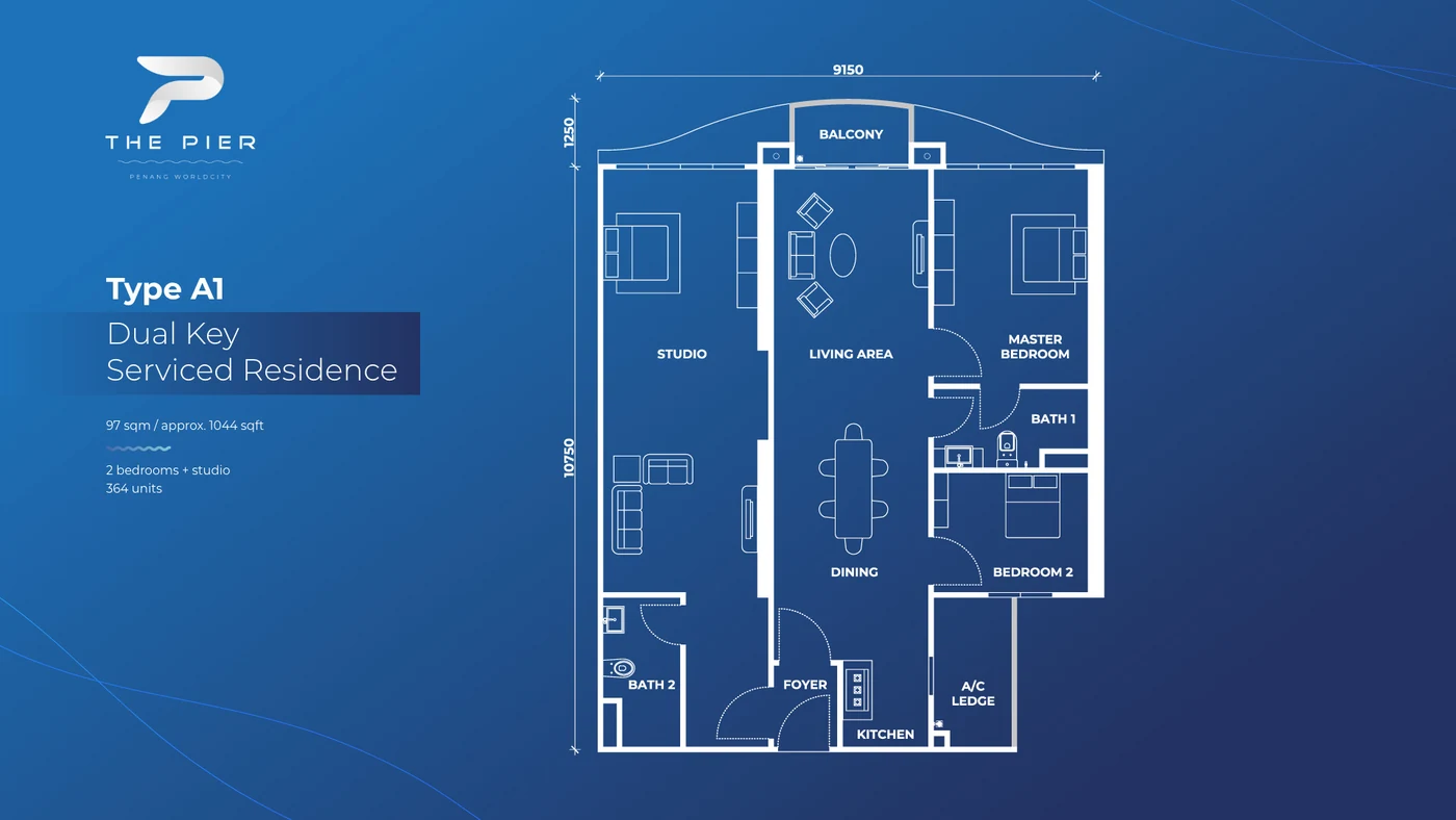Type A1 — 1,044 sqft