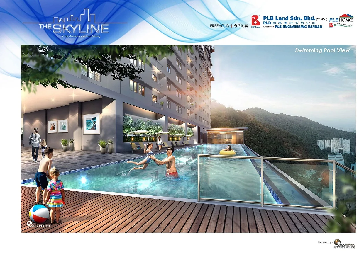 The Skyline swimming pool deck with hillside views