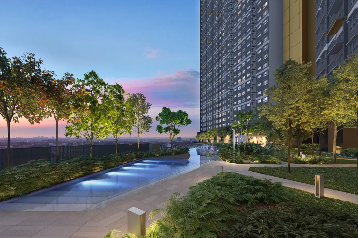 The Wyn Residences Level 10 landscape water feature