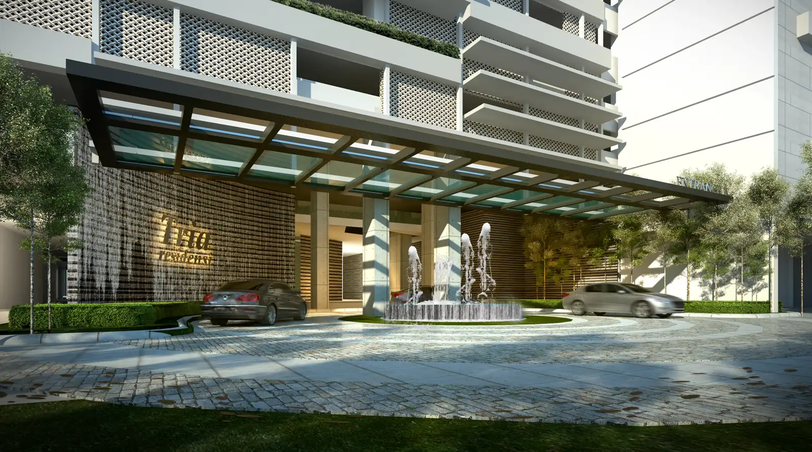 Tria Seputeh landscaped arrival drop-off