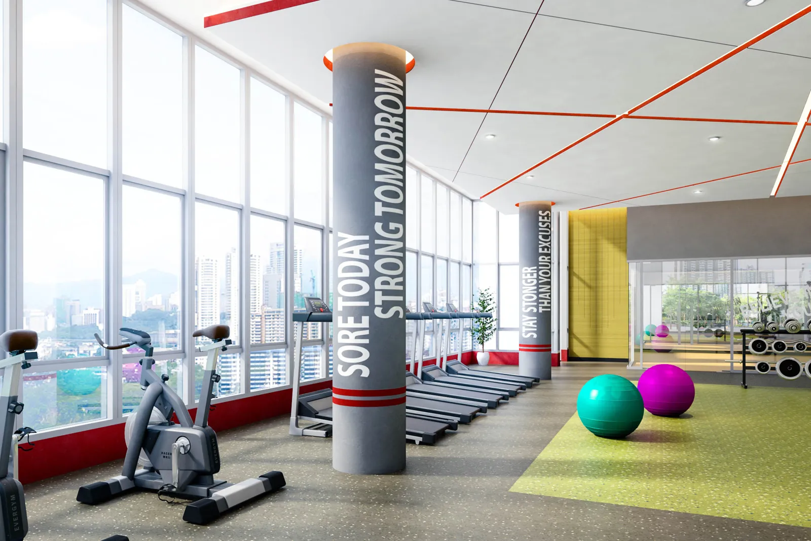 Tria Seputeh gymnasium with city views