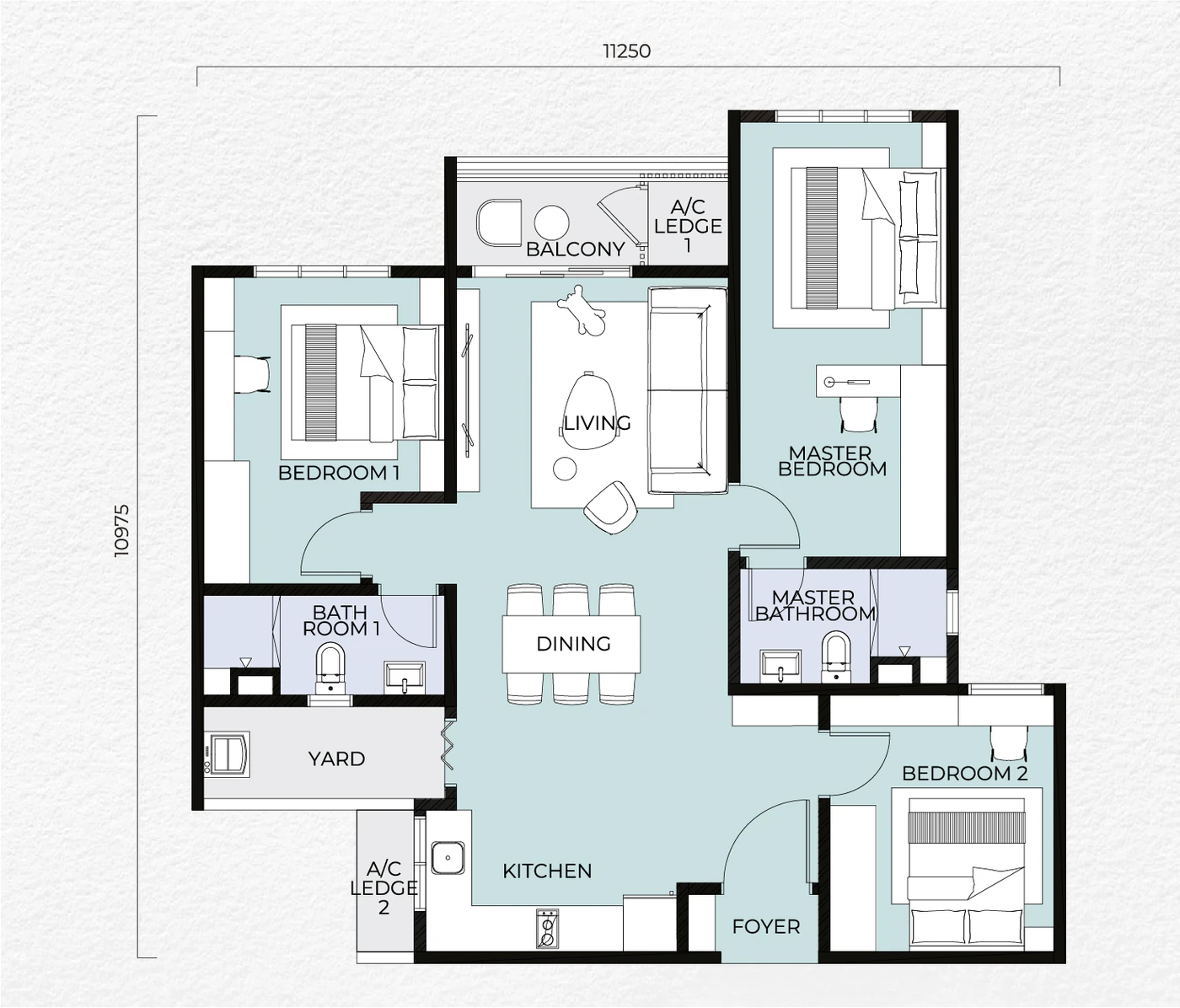 Type B — 1077 sqft