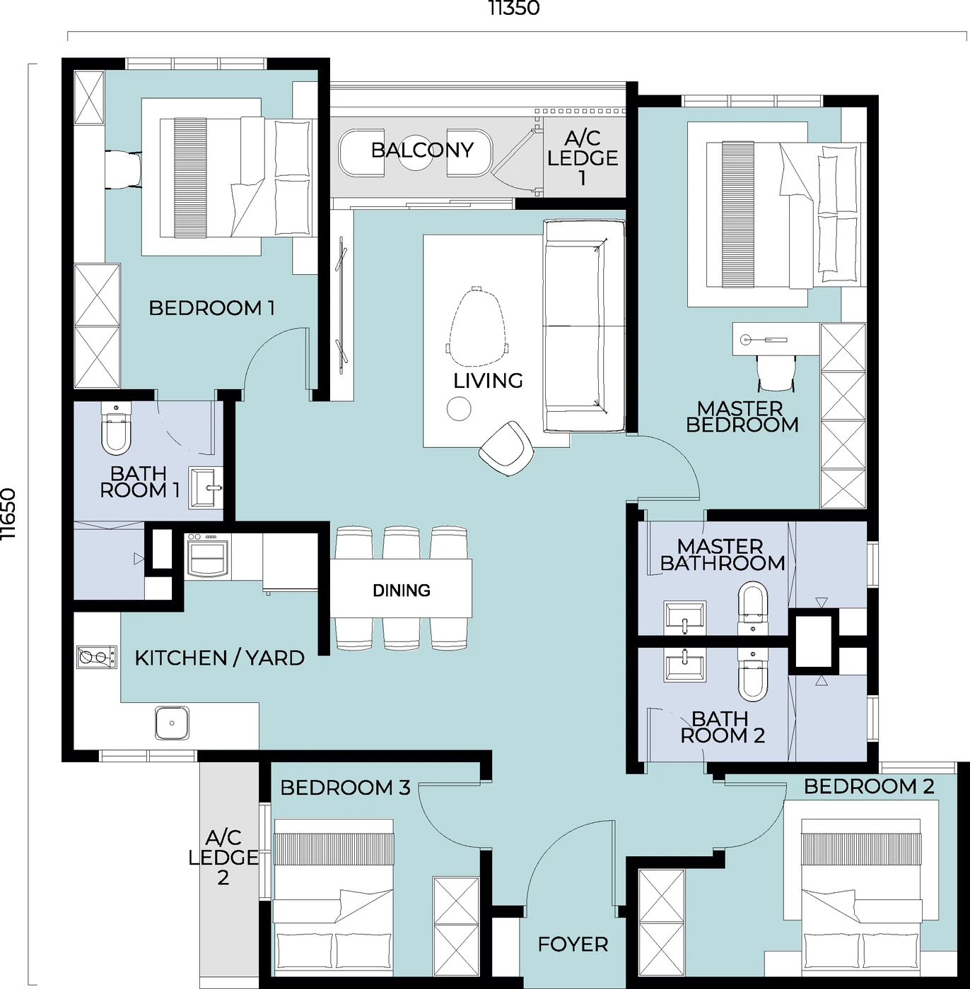 Type C — 1228 sqft