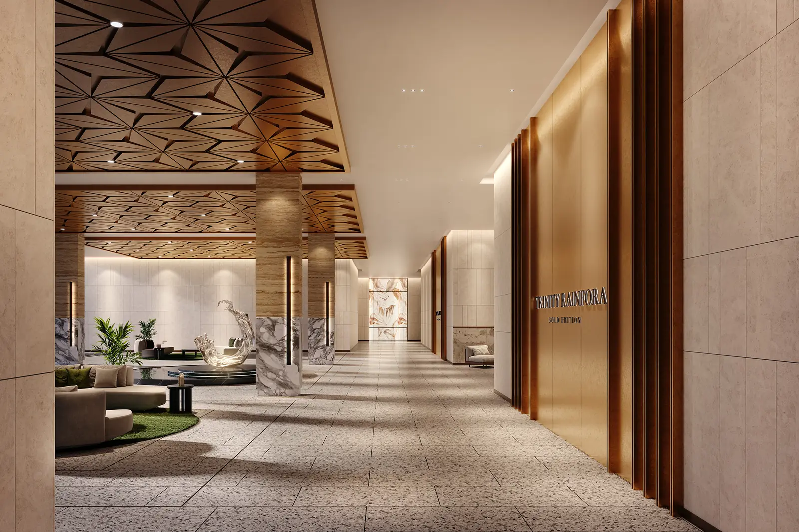Trinity Rainfora grand lobby walkway