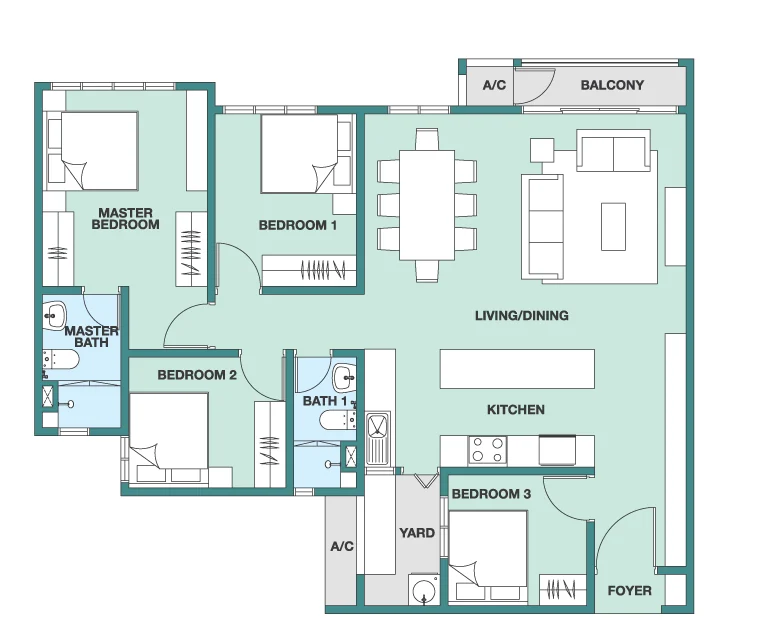 Type G — 1,184 sqft