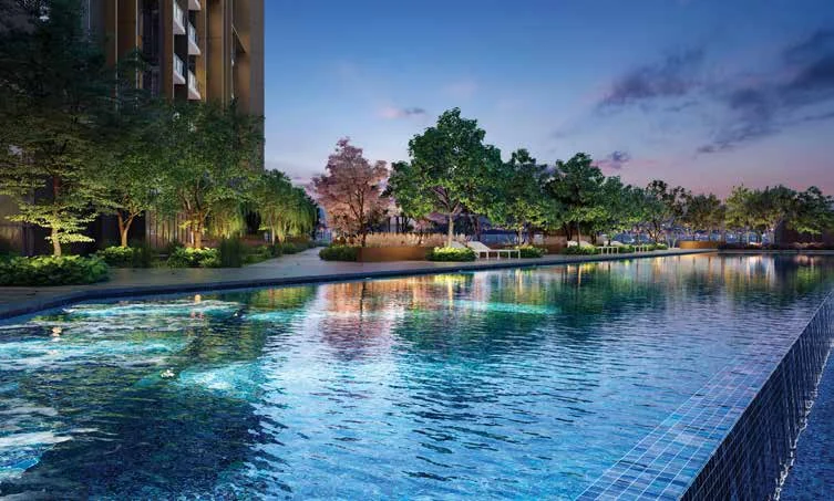 Vox Residence Sentul swimming pool at dusk