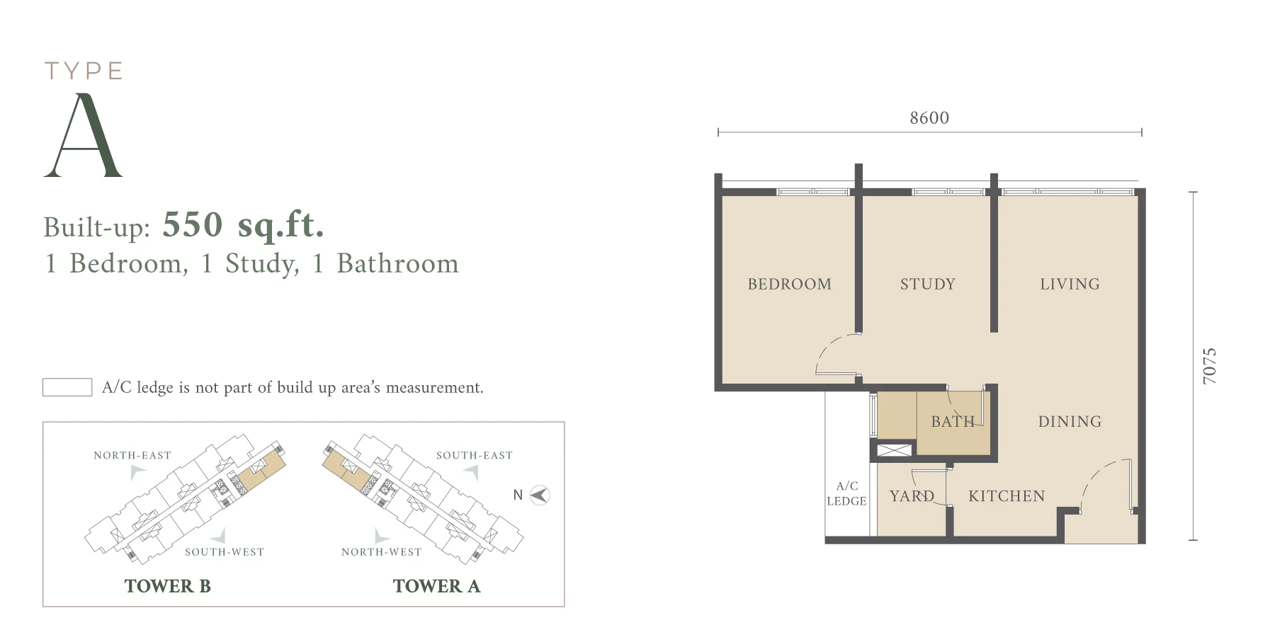 Type A — 550 sqft