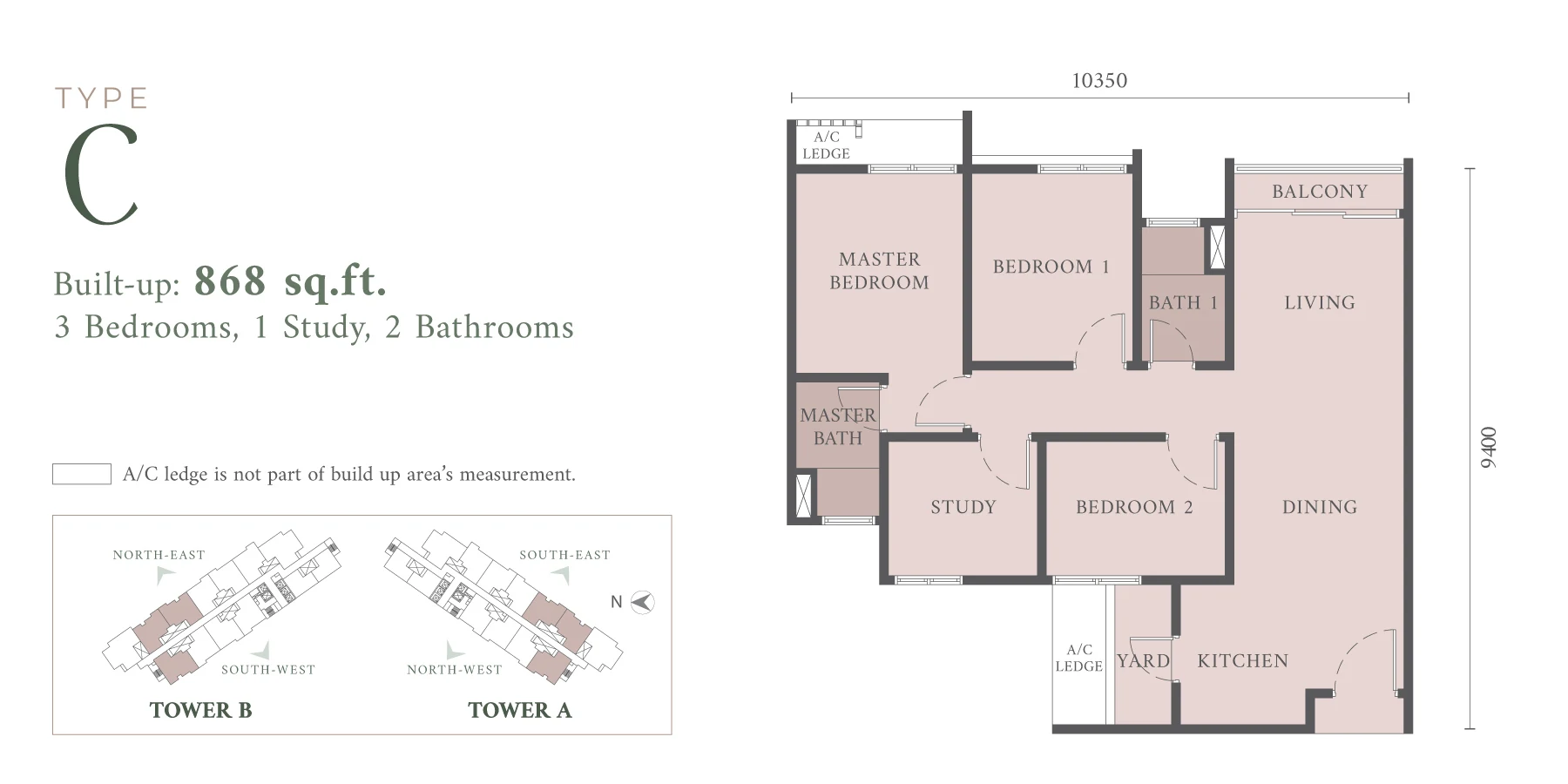 Type C — 868 sqft