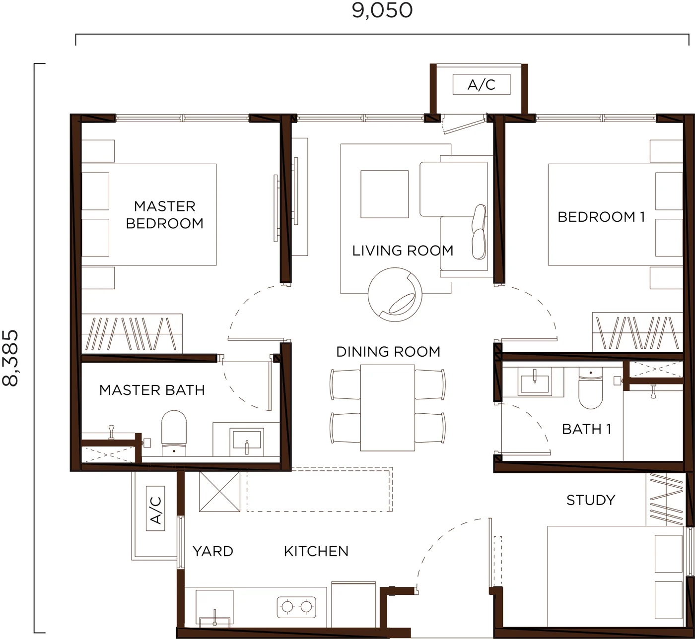 Type B — 721 sqft