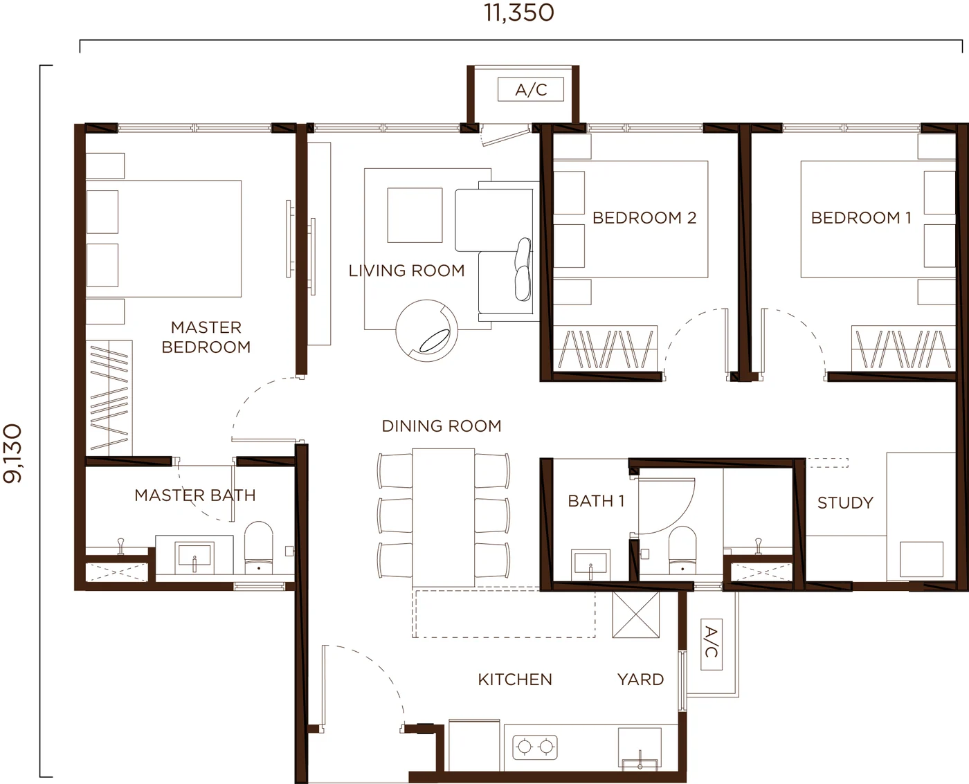 Type C — 872 sqft