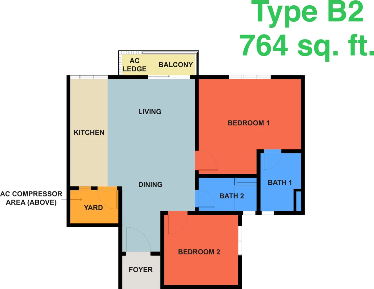 Type B2 — 764 sqft