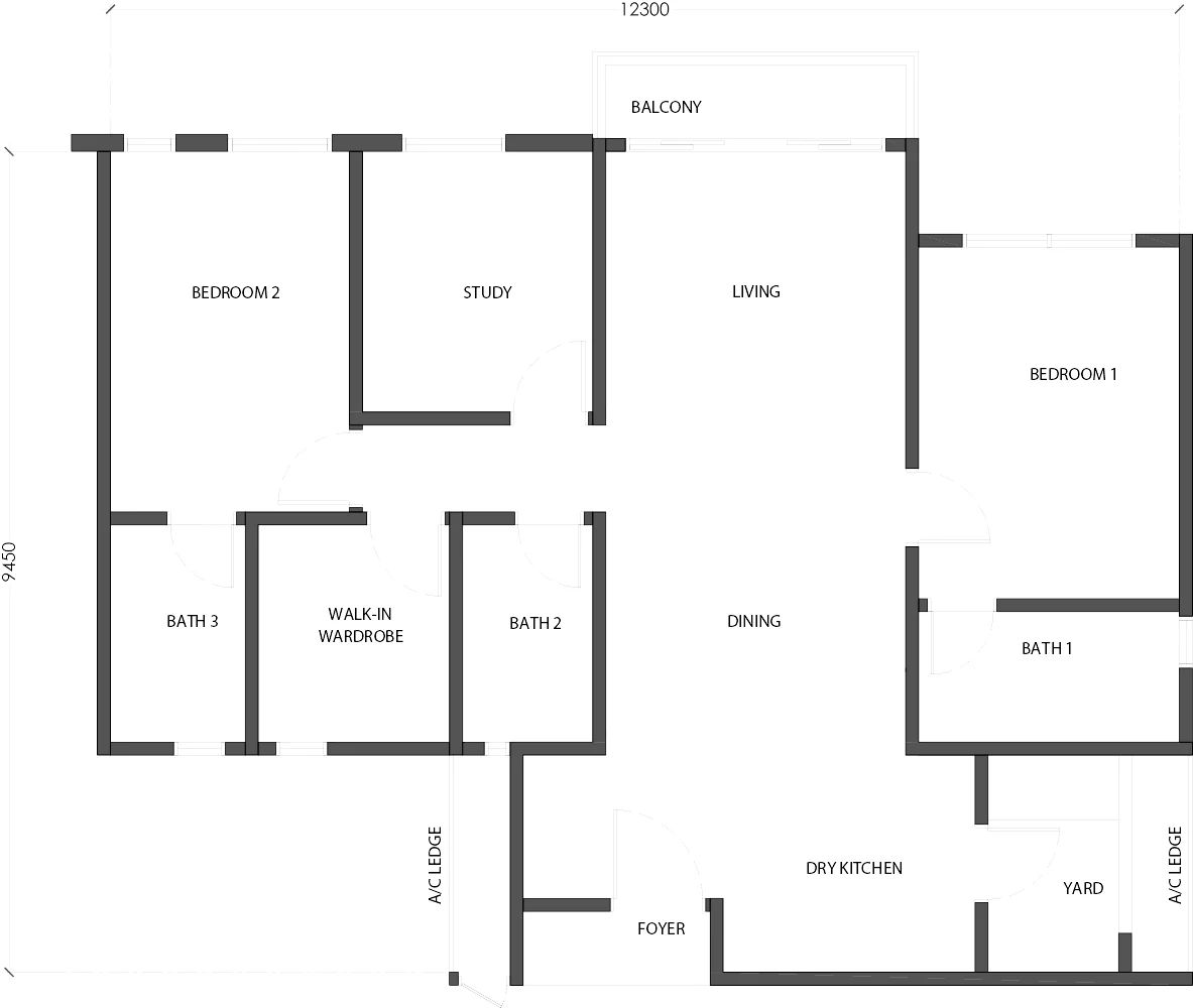 Type D1 — 1,132 sqft