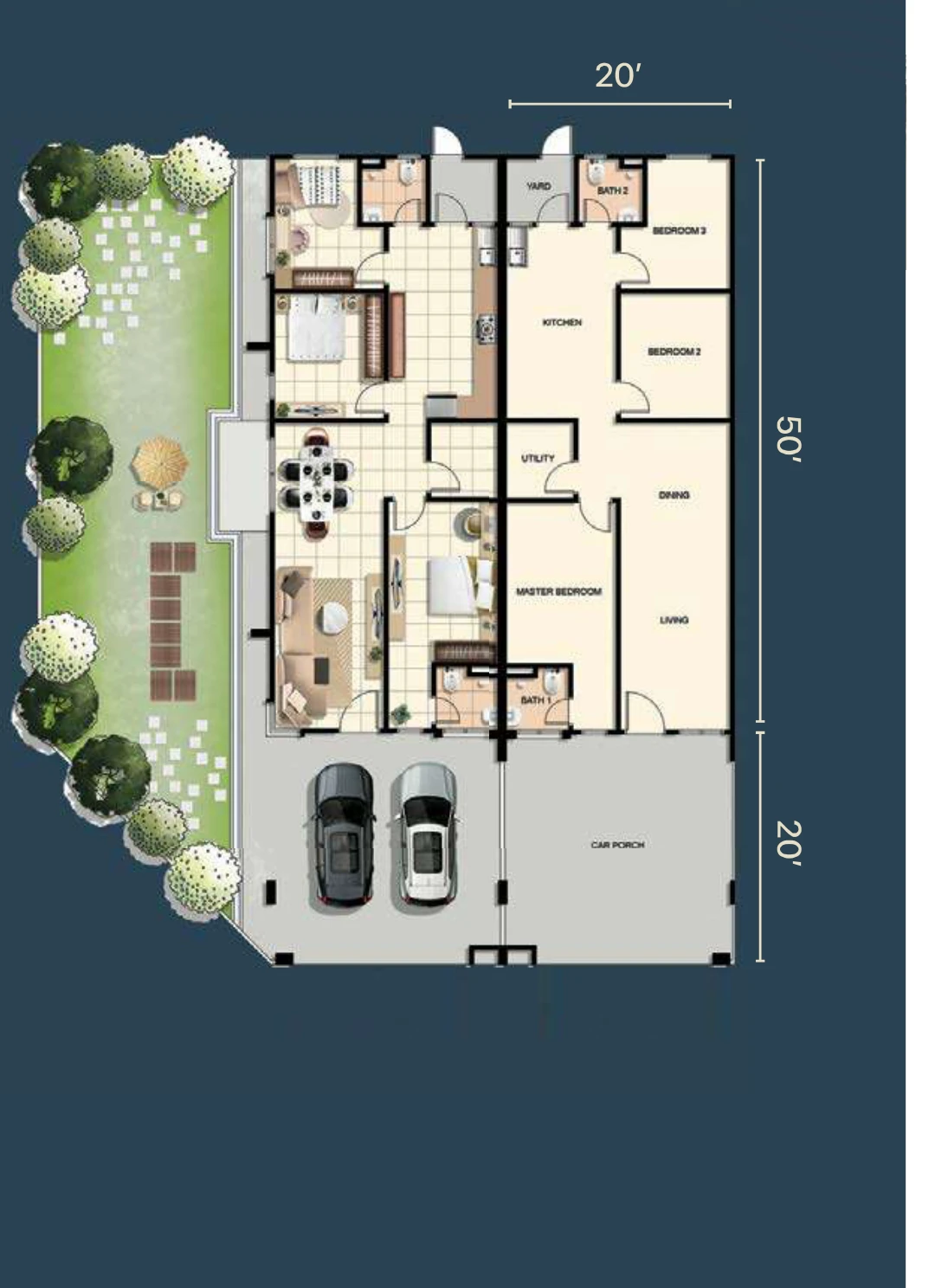 Type A — 1001 sqft