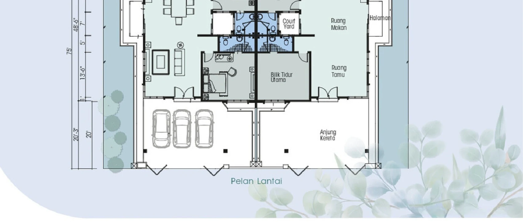 Type Single Storey Semi-D 41' x 75' — 41' x 75' sqft