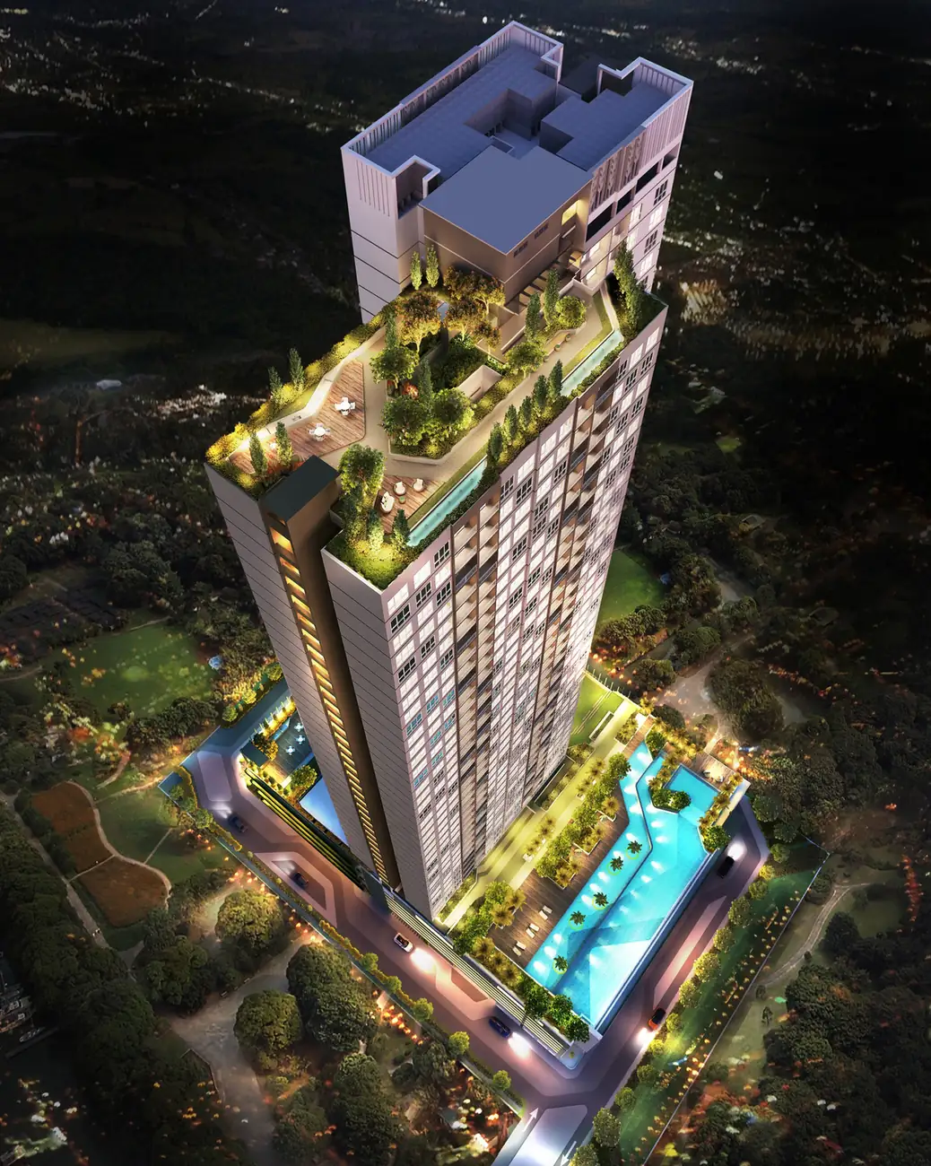 Grains Residences night aerial