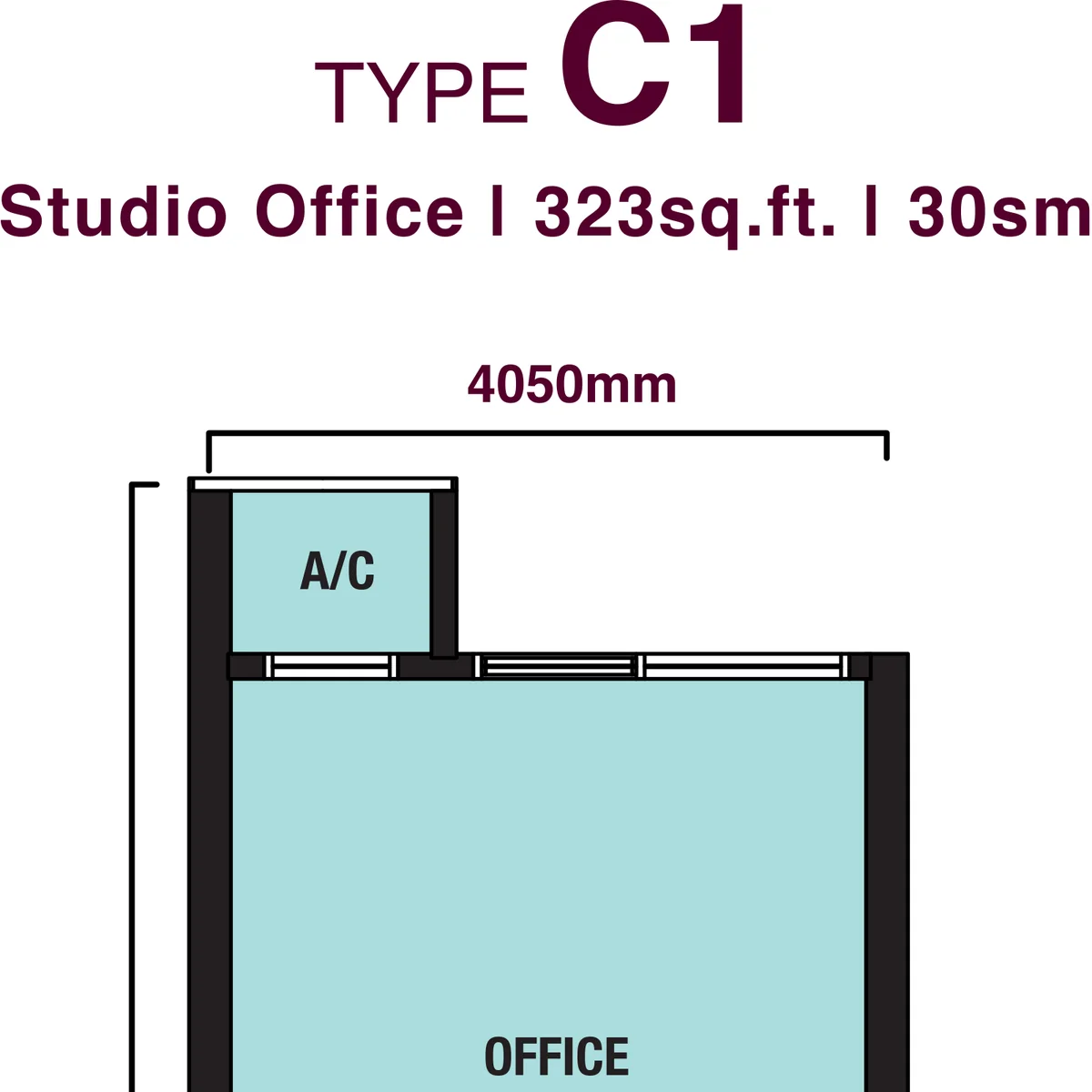 Type C1/C2 (Office Suite) — 323 sqft