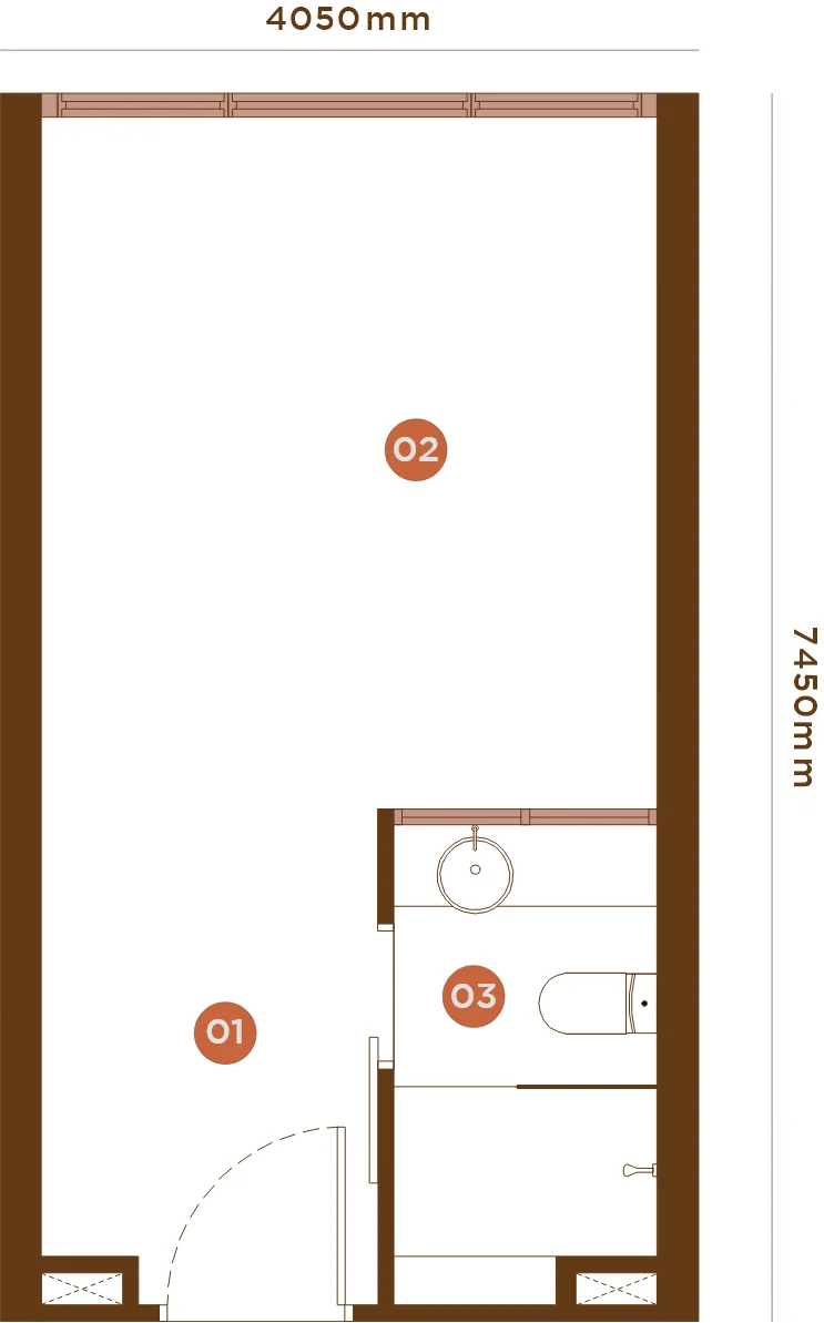 Type C (Studio Office) — 323 sqft