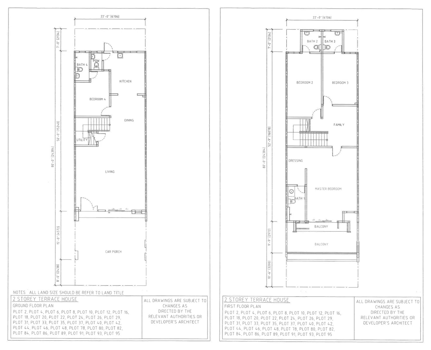 Type Terrace — 22' x 80' sqft