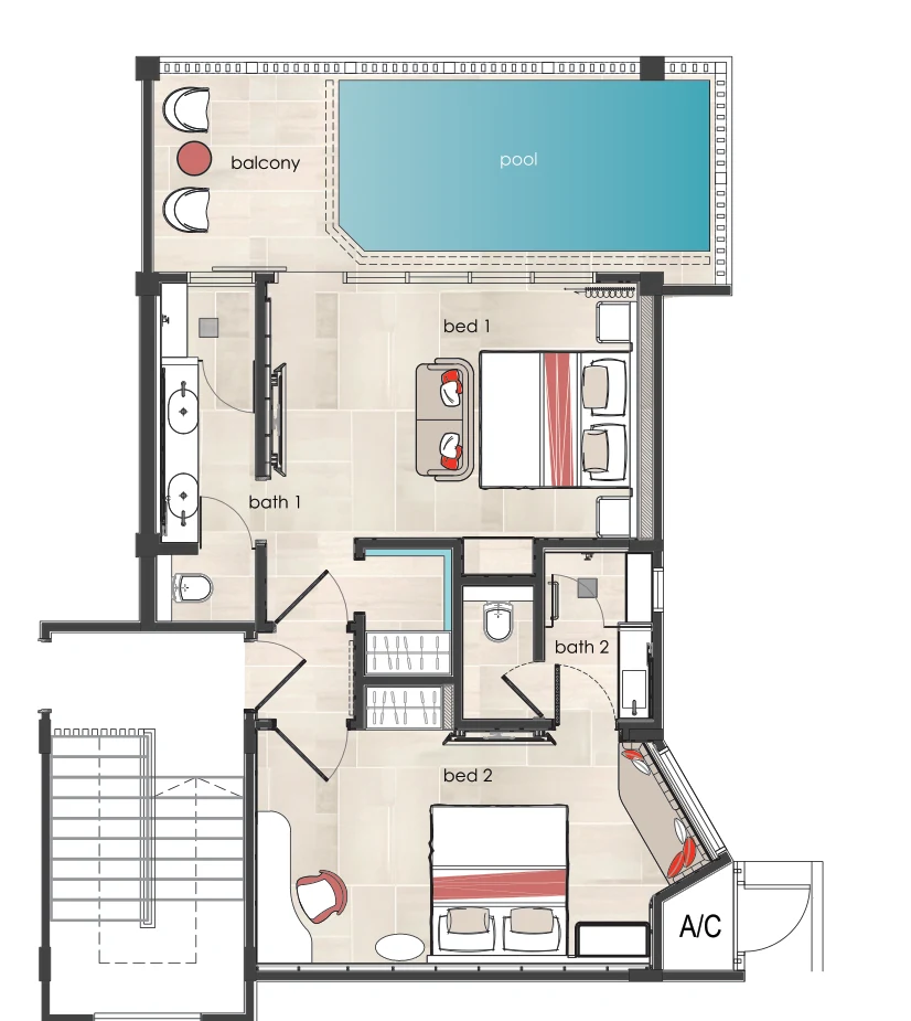 Type A (Upper Floor) — 872 sqft