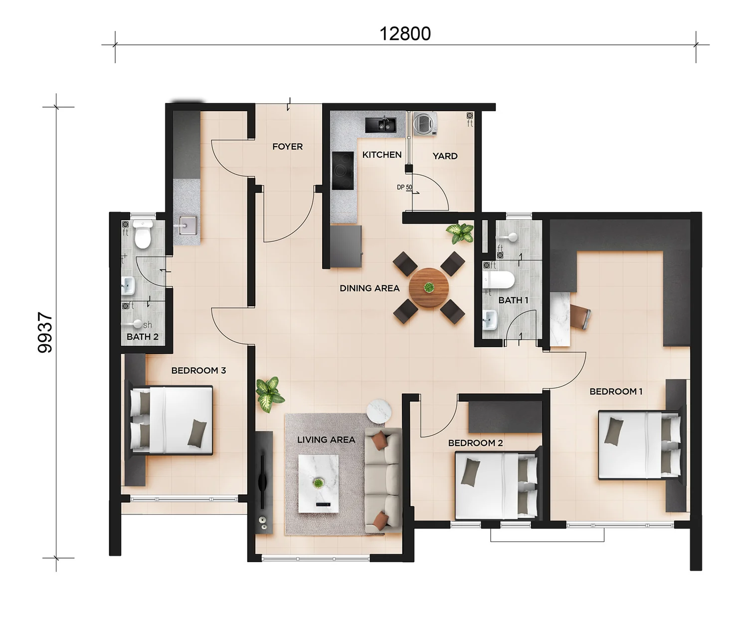 Type B — 1,120 sqft