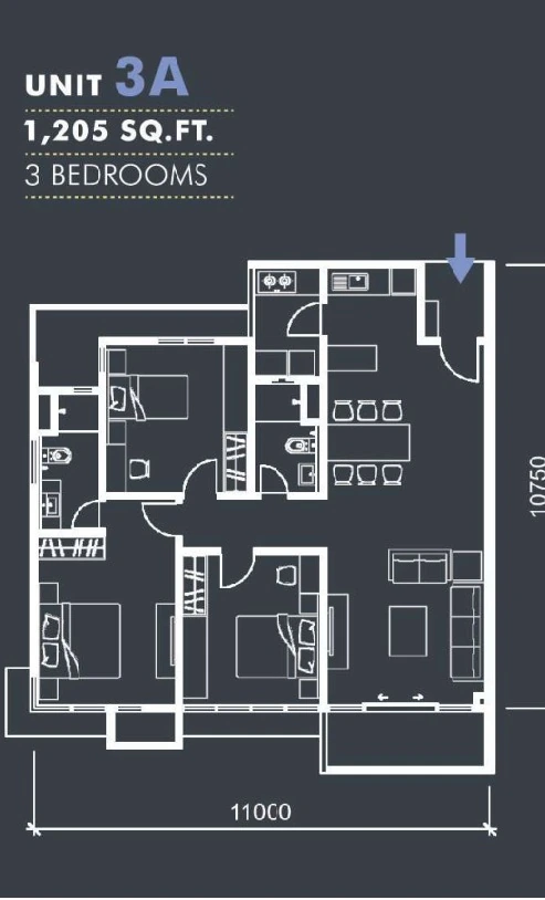 Type A — 1,205 sqft