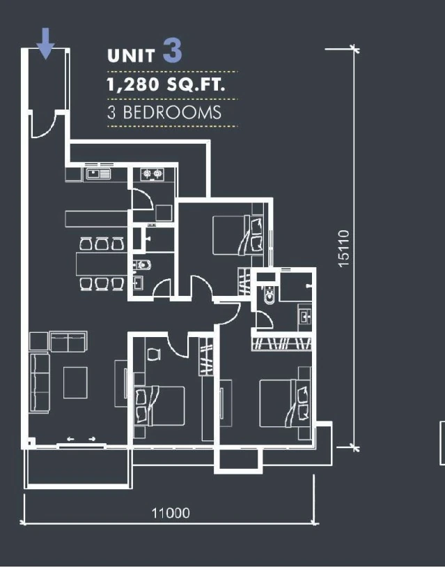 Type C — 1,280 sqft