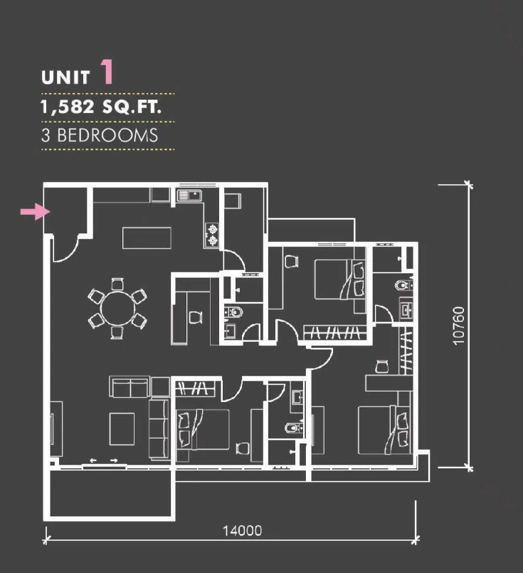 Type E — 1,582 sqft