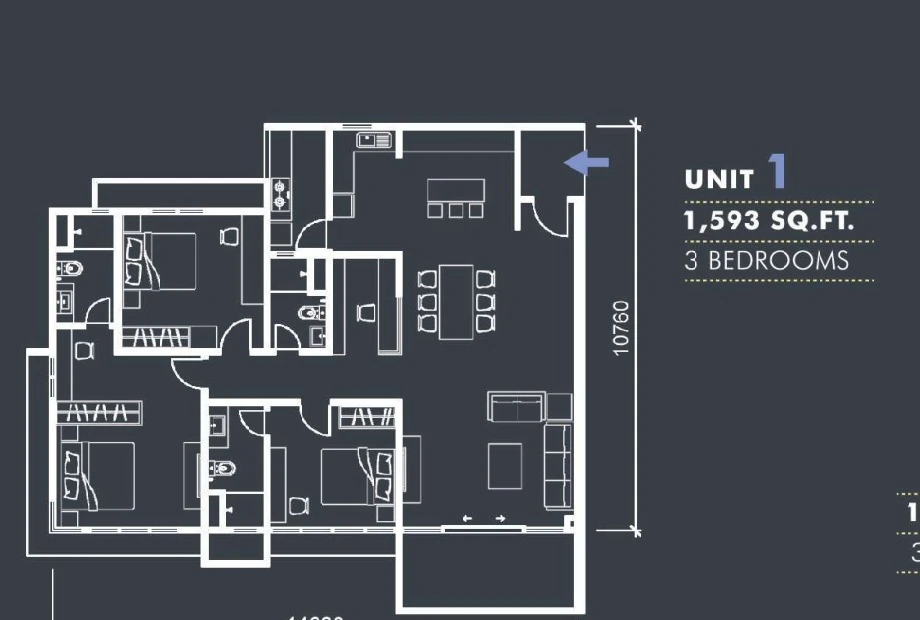 Type F — 1,593 sqft