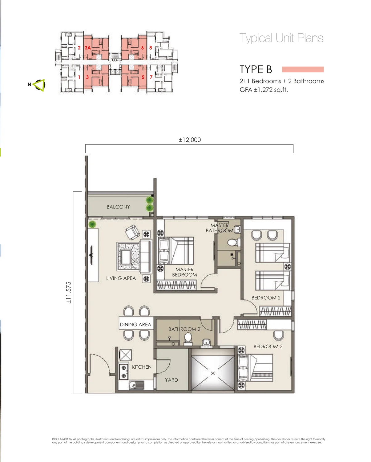 Type B — 1,272 sqft