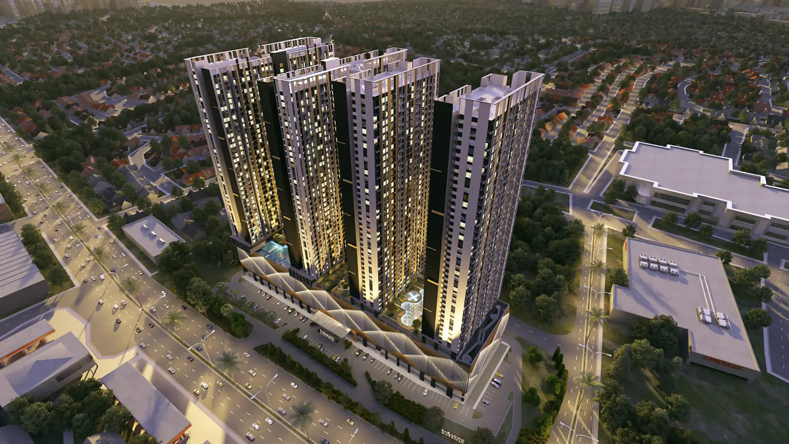 Paragon Gateway aerial night