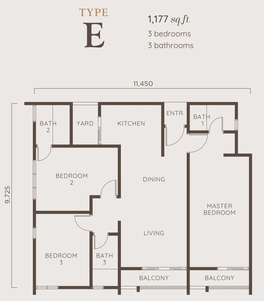 Type E — 1,177 sqft