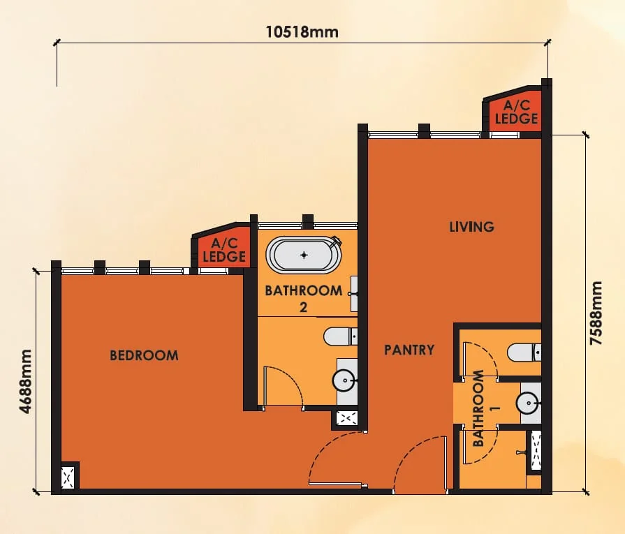 Type B1 (Dual Key) — 657 sqft