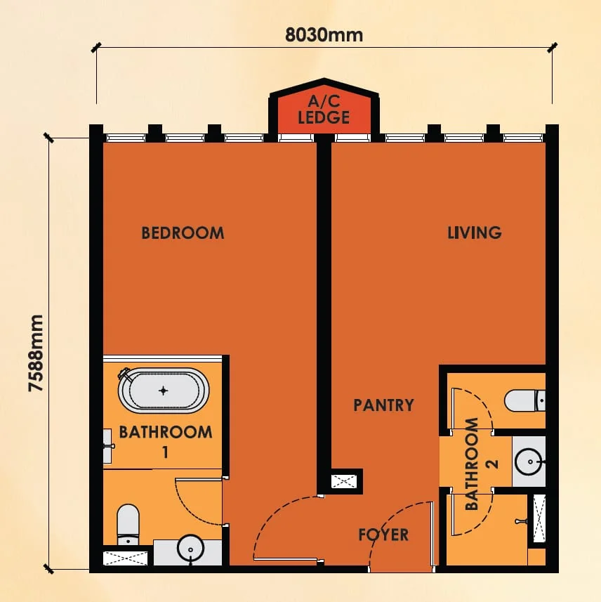 Type B2 (Dual Key) — 678 sqft