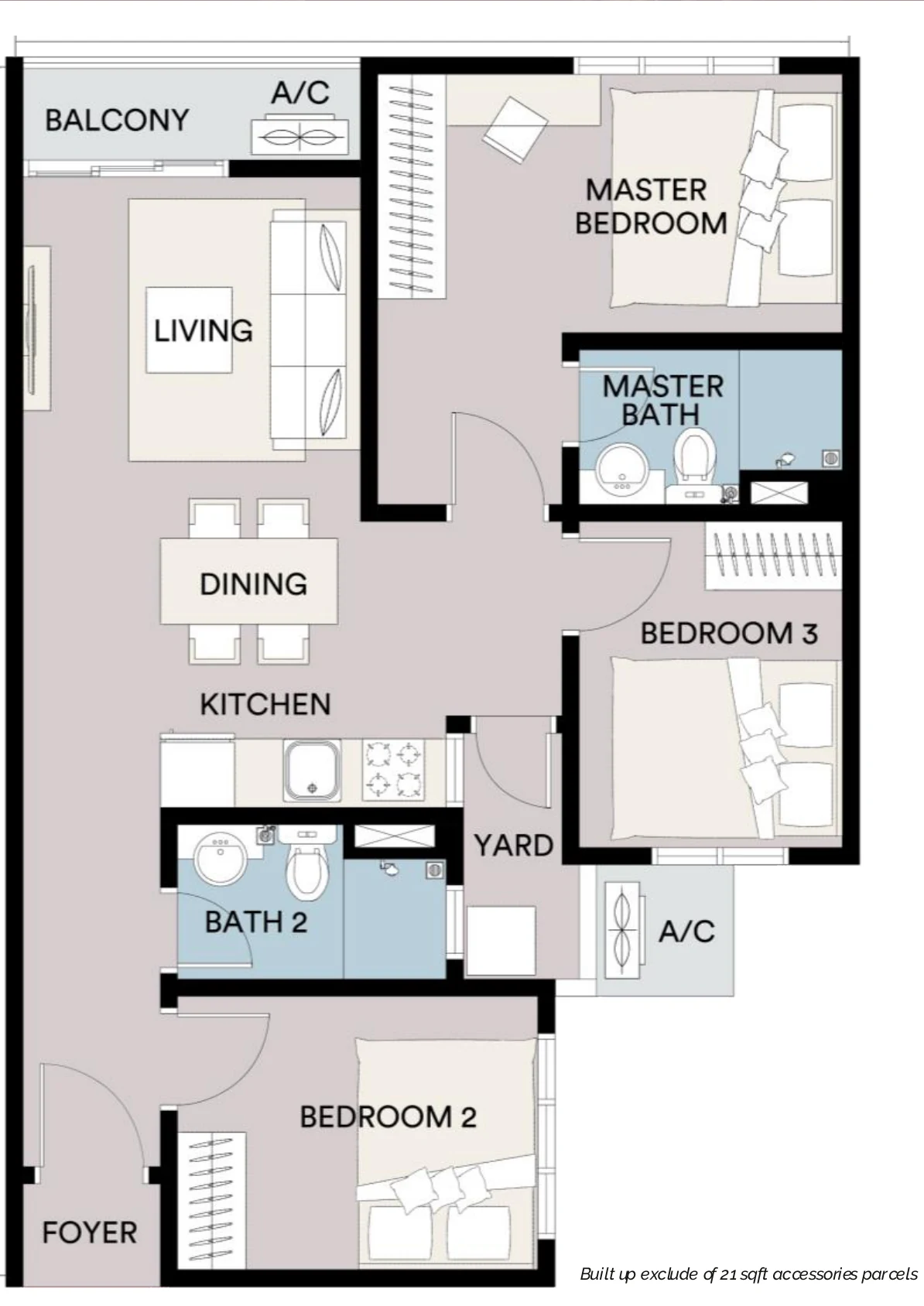 Type E — 732 sqft