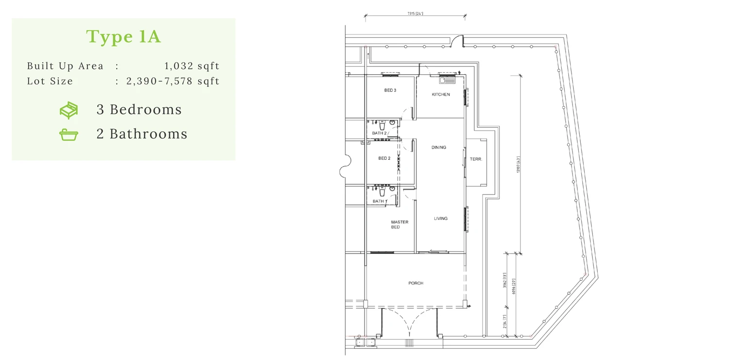 Type 1A — 1032 sqft