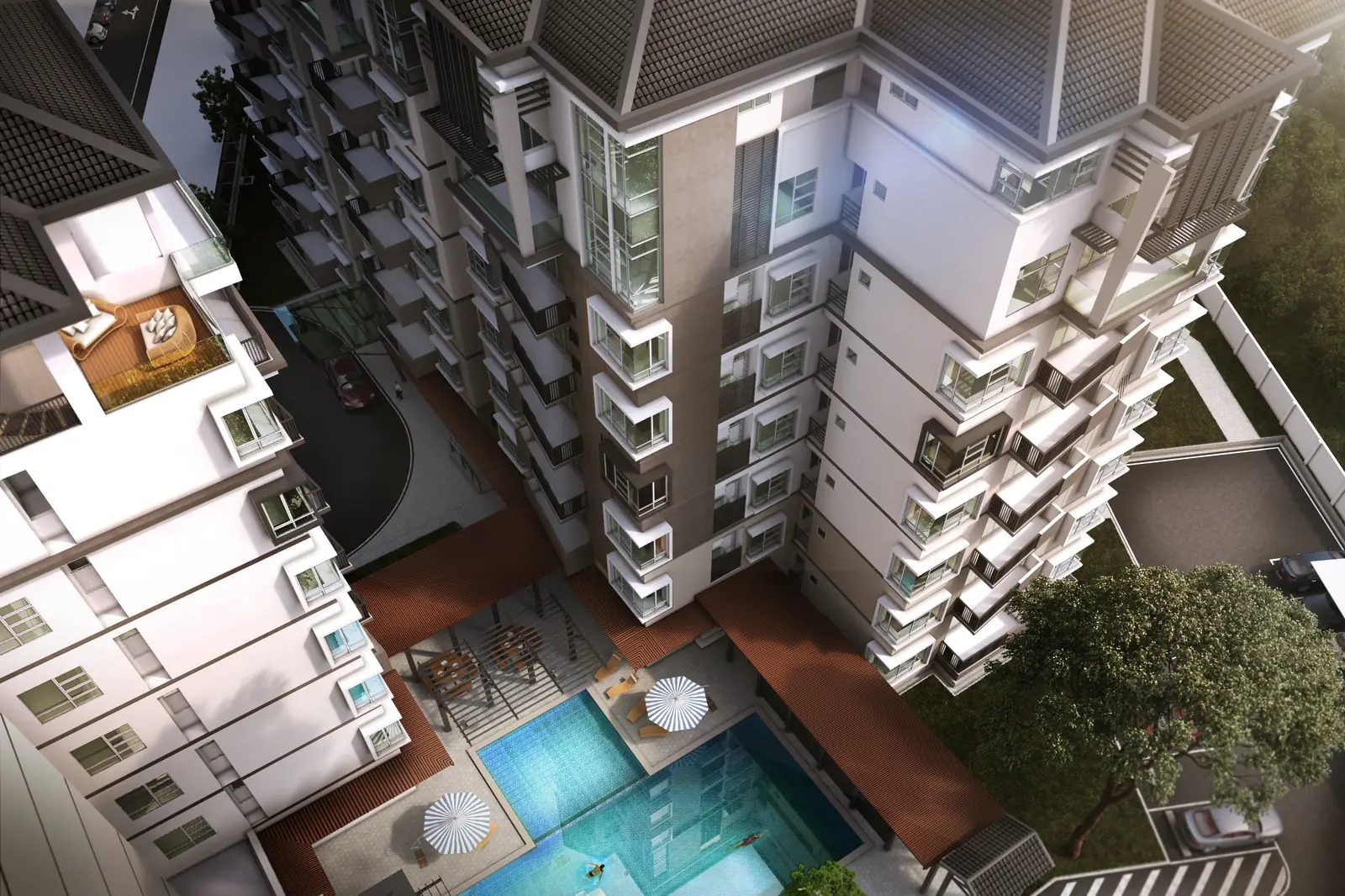 Sun Sky Condominium pool aerial