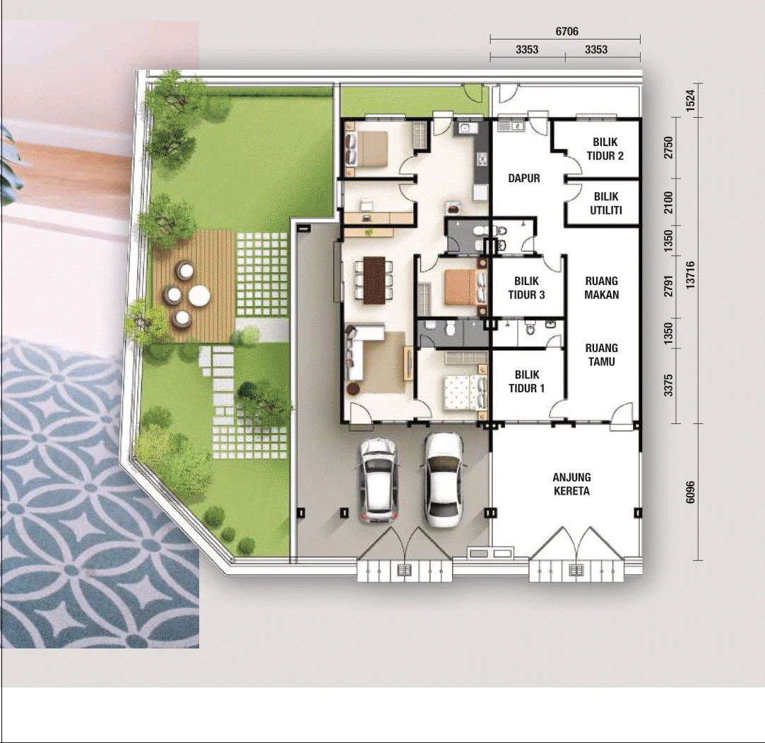 Type Single Storey Terrace — 22' x 70' sqft