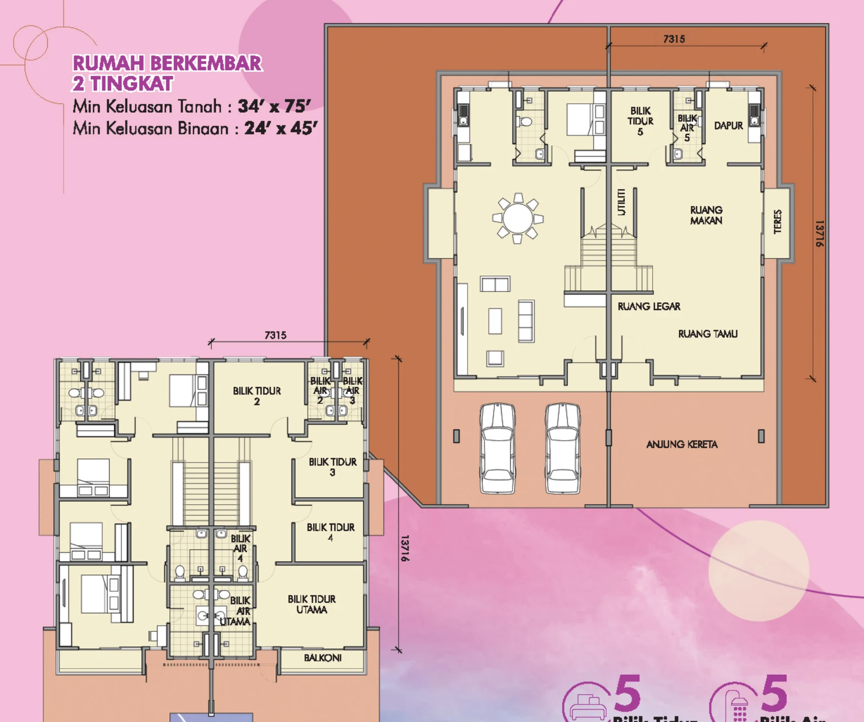 Type Double Storey Semi-D — 34' x 75' sqft
