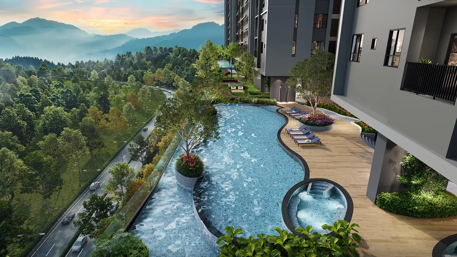 Breeze Hill Service Apartments family pool and jacuzzi