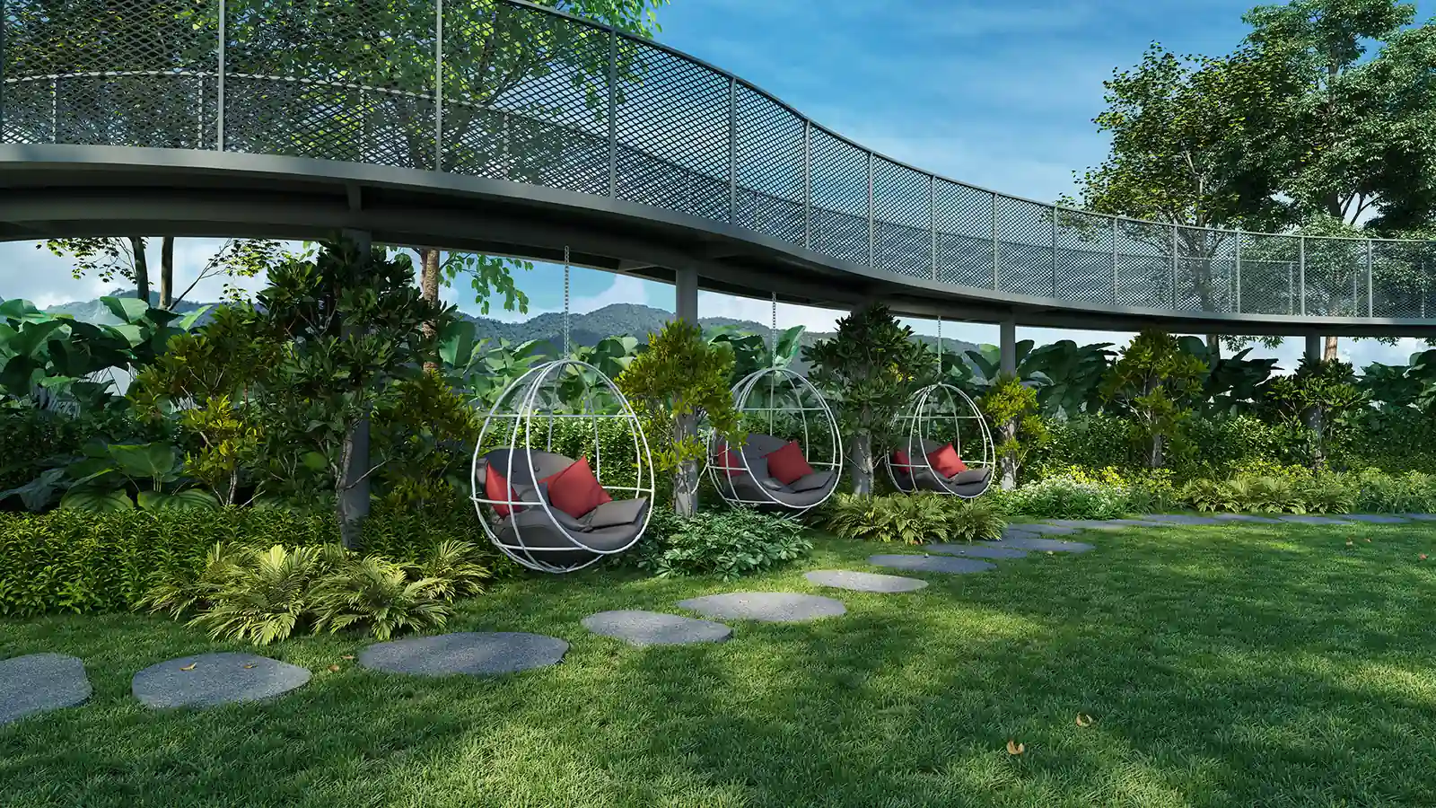 Breeze Hill Service Apartments hammock swing and overhead walk